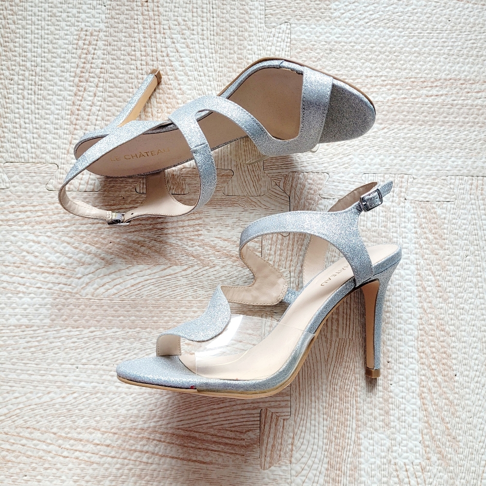 Le Chateau Silver and Clear Sparkly Heels